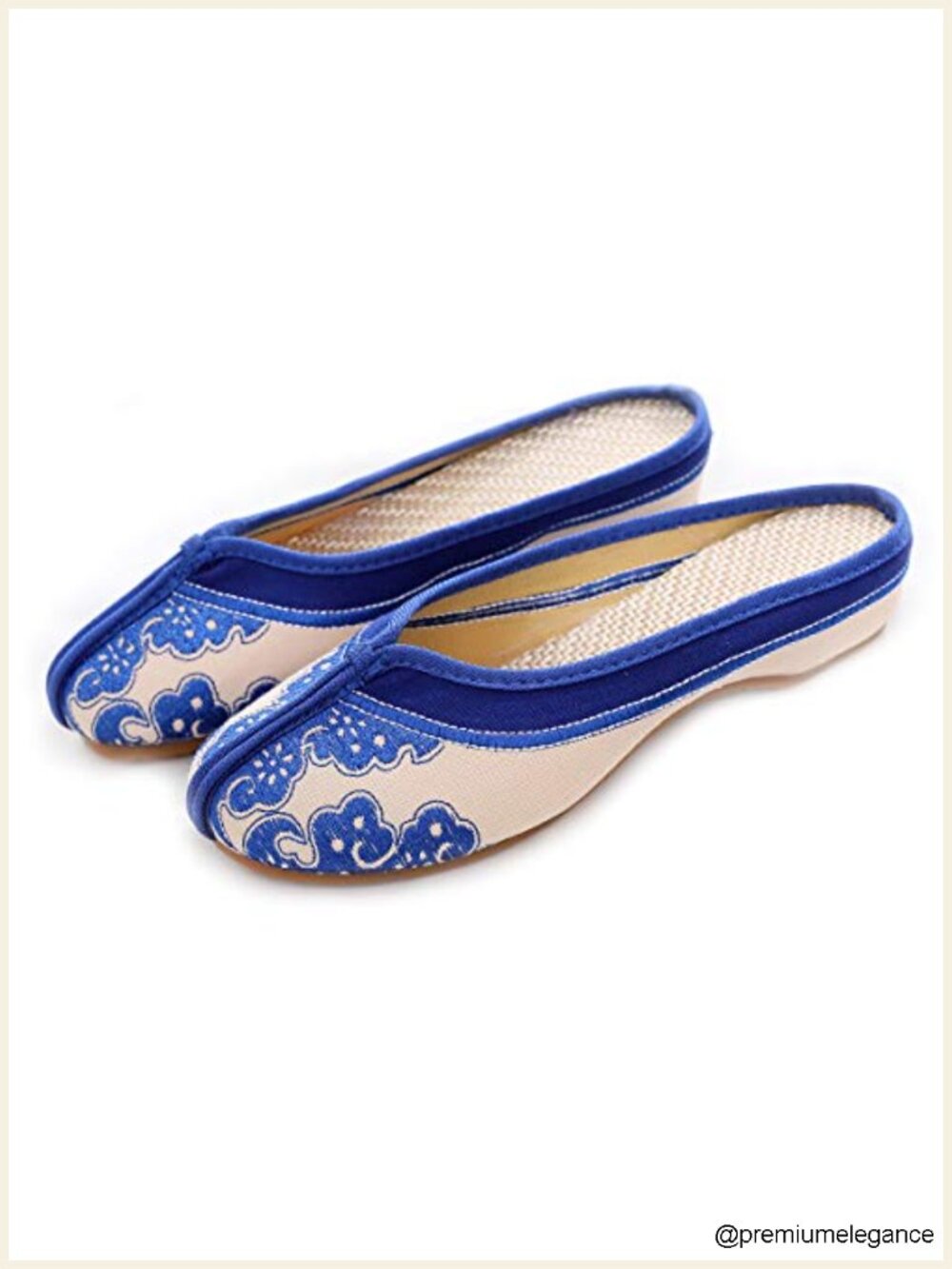 Embroidered Canvas Backless Slip-On Flats Slippers